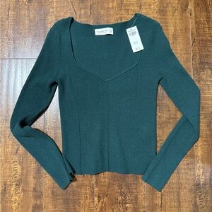 Abercrombie & Fitch Green Ribbed Sweater Top